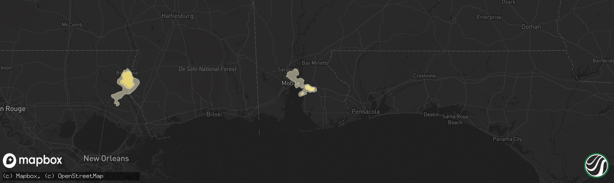 Hail map in Daphne, AL on July 22, 2023