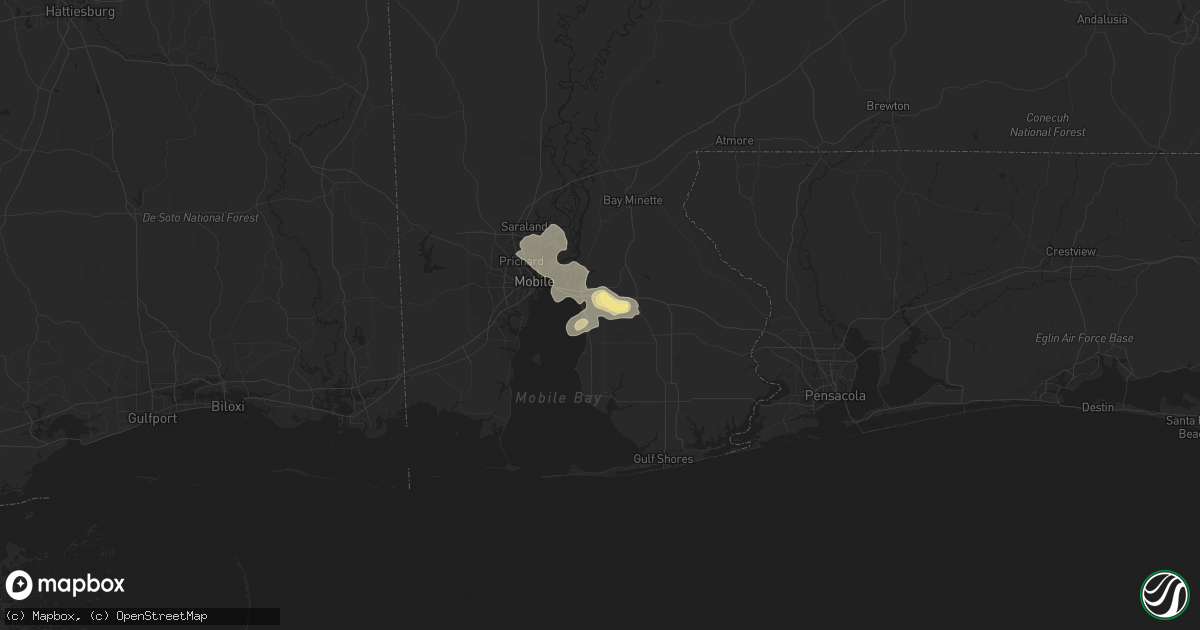 Hail map in Daphne, AL on July 22, 2023
