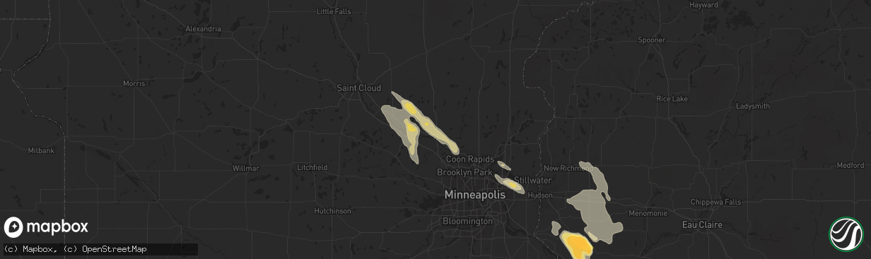 Hail map in Elk River, MN on July 22, 2023