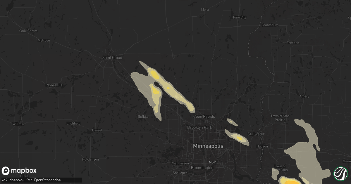 Hail map in Elk River, MN on July 22, 2023
