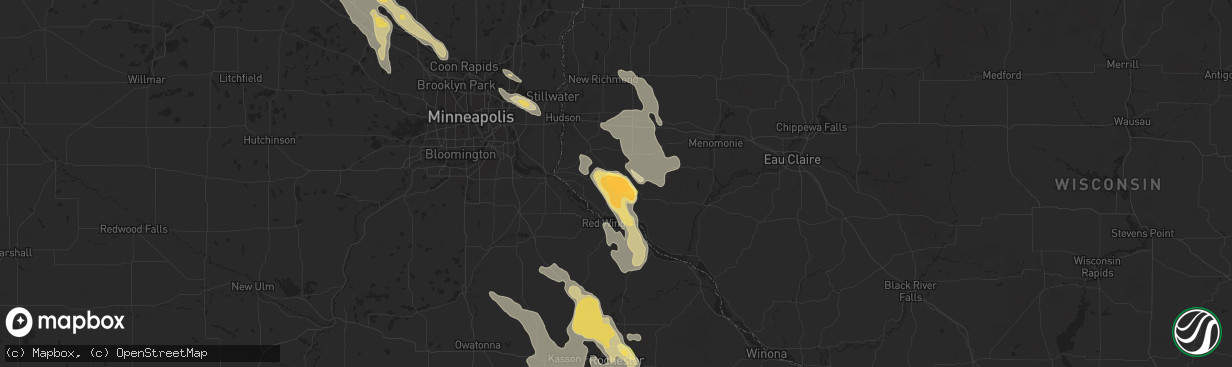 Hail map in Ellsworth, WI on July 22, 2023