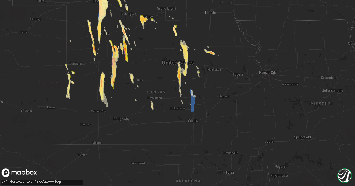 Hail map in Kansas on July 22, 2023