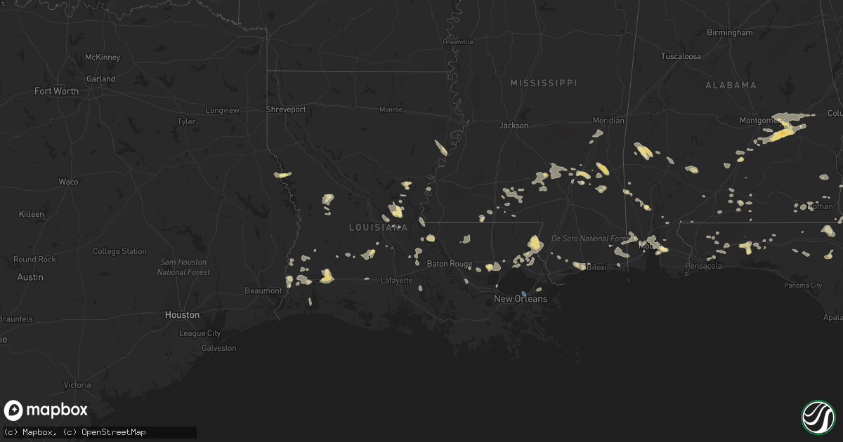 Hail map in Louisiana on July 22, 2023