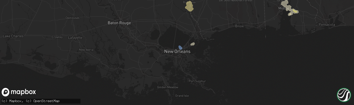 Hail map in New Orleans, LA on July 22, 2023