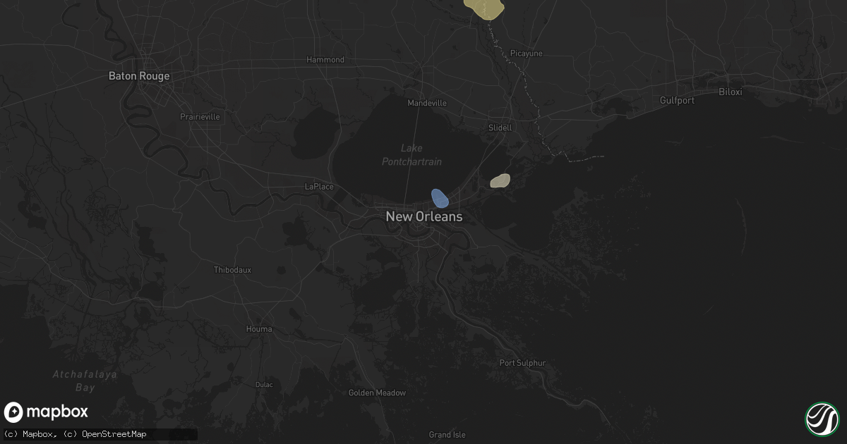 Hail map in New Orleans, LA on July 22, 2023
