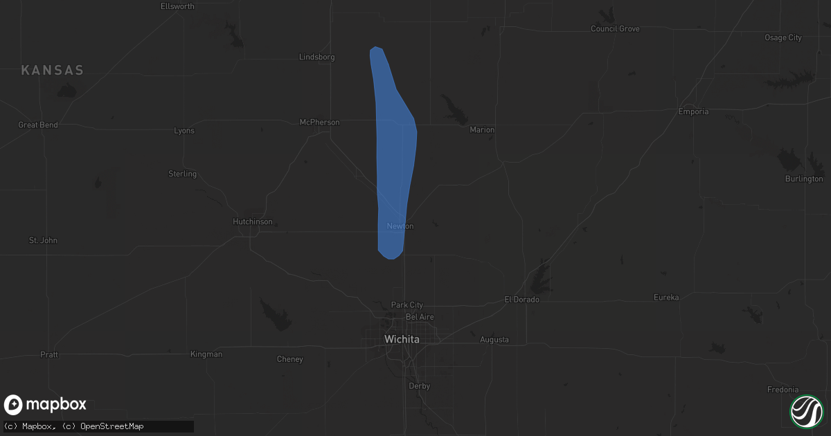 Hail map in Newton, KS on July 22, 2023