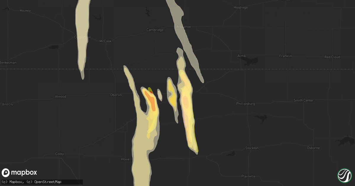Hail map in Norton, KS on July 22, 2023