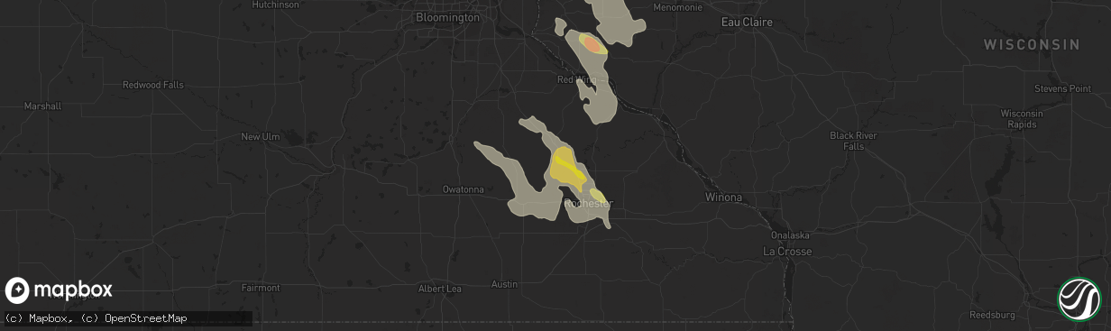 Hail map in Pine Island, MN on July 22, 2023