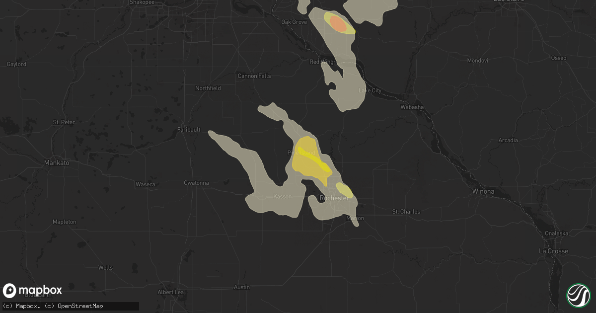 Hail map in Pine Island, MN on July 22, 2023