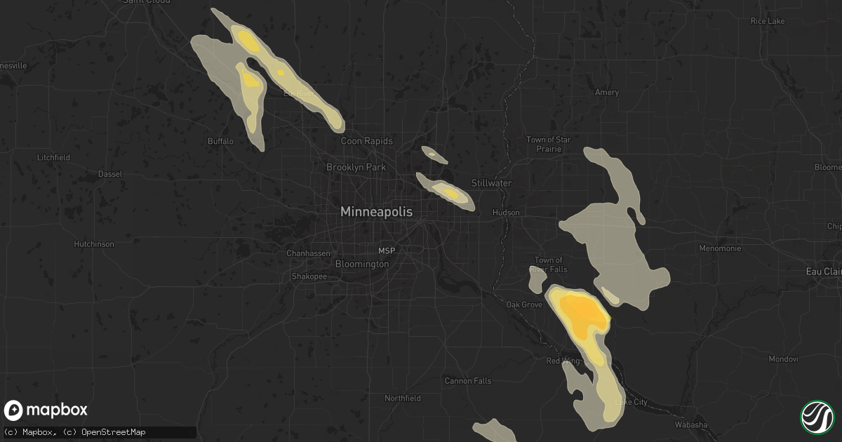 Hail map in Saint Paul, MN on July 22, 2023