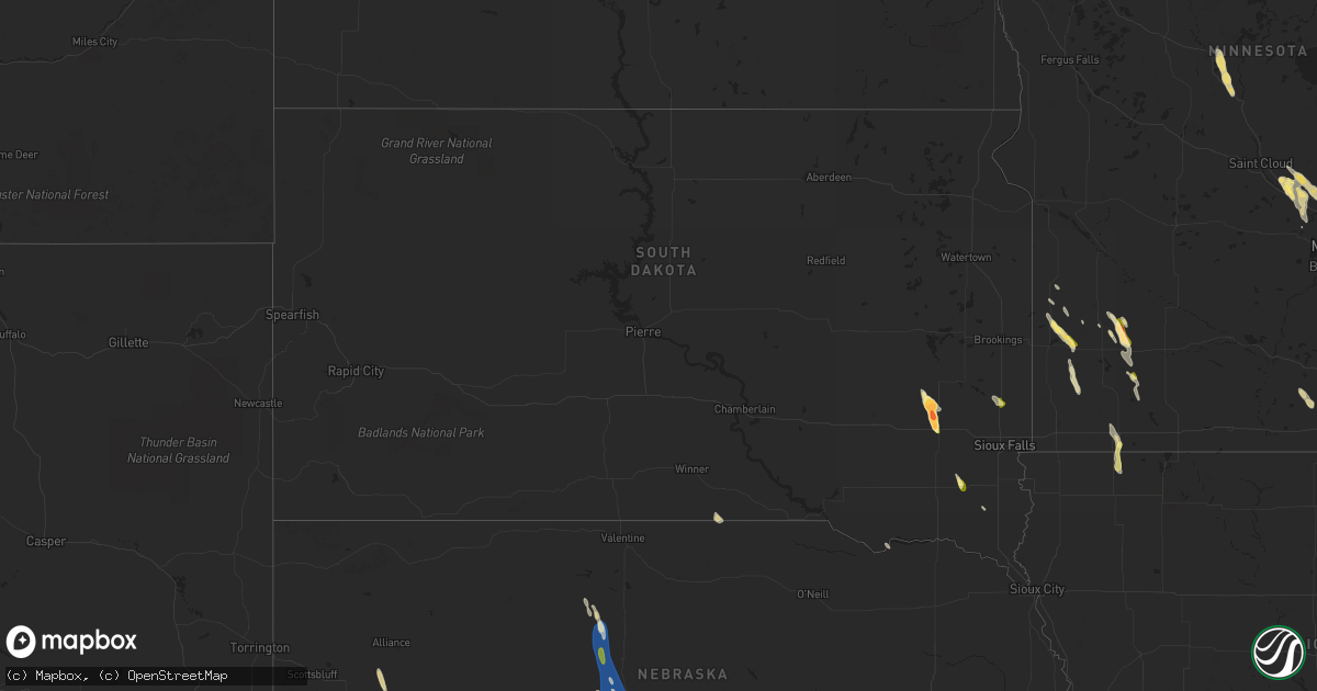 Hail map in South Dakota on July 22, 2023