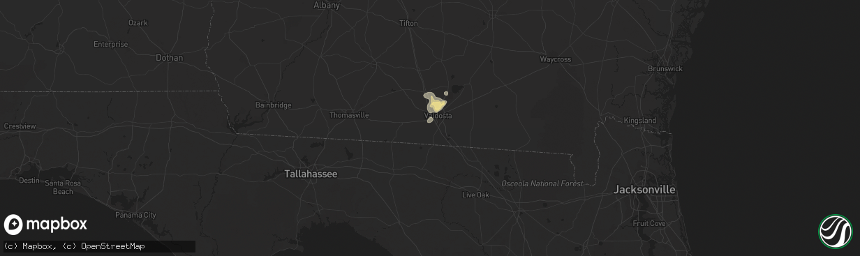 Hail map in Valdosta, GA on July 22, 2023