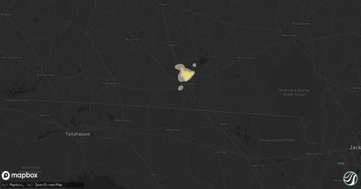 Hail map in Valdosta, GA on July 22, 2023