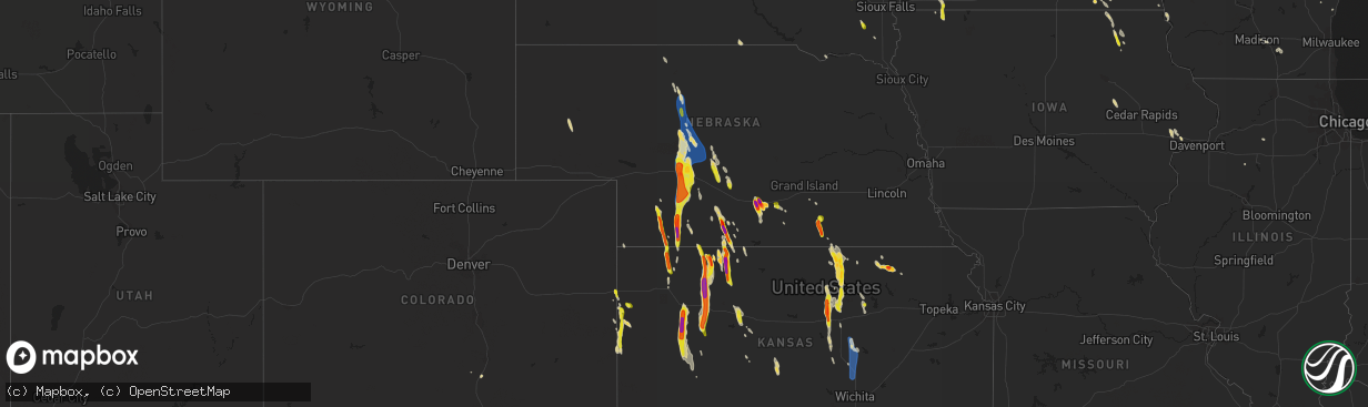 Hail map on July 22, 2023