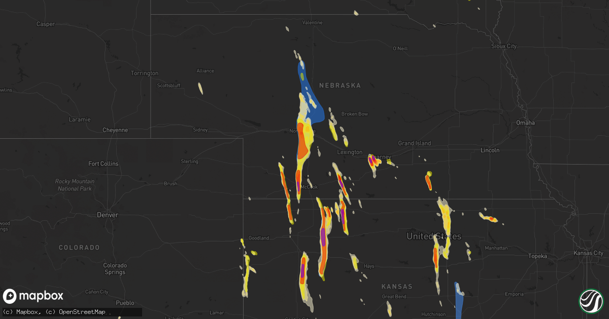 Hail map on July 22, 2023