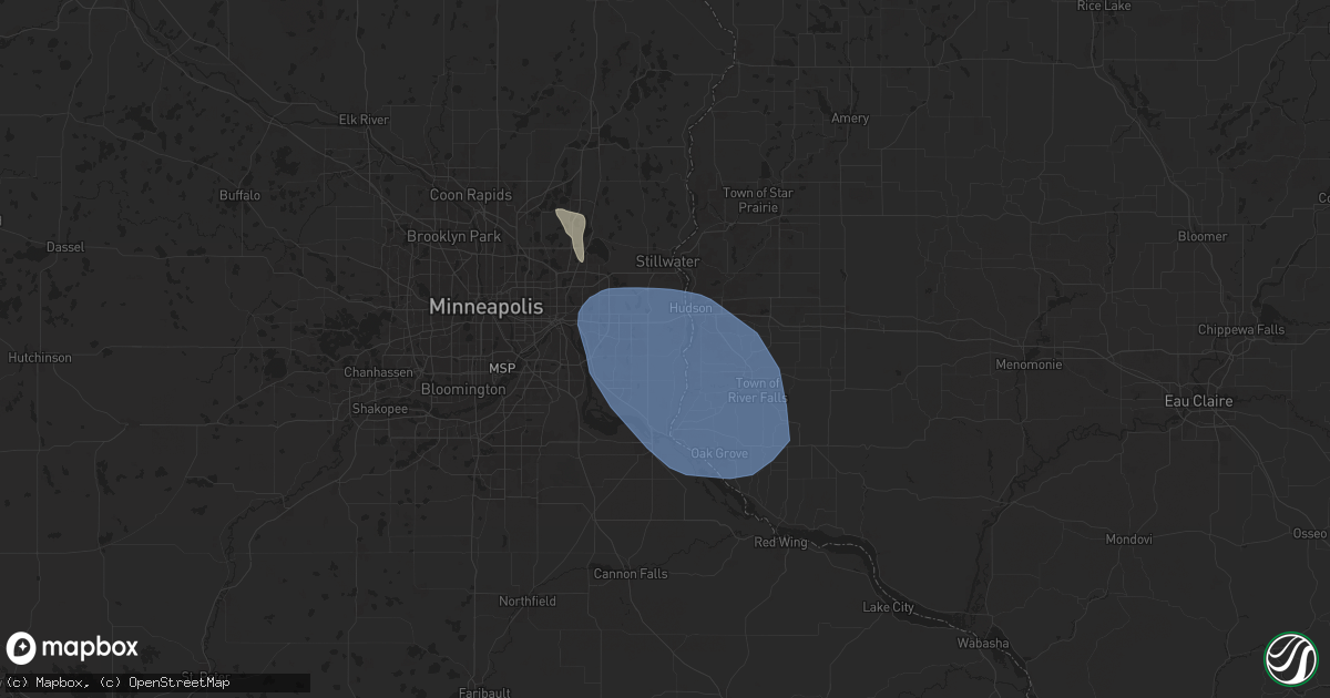 Hail map in Afton, MN on July 22, 2024