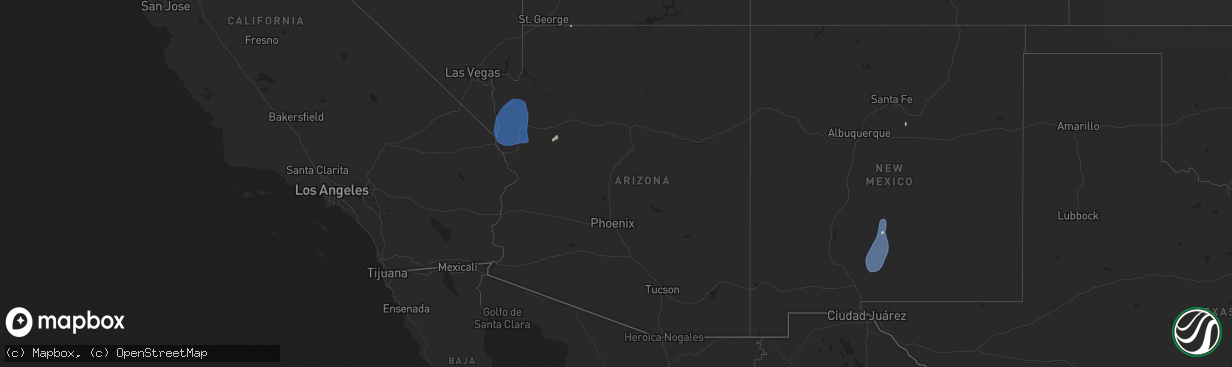 Hail map in Arizona on July 22, 2024