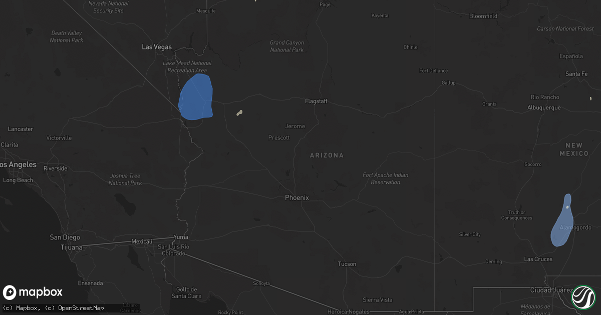 Hail map in Arizona on July 22, 2024
