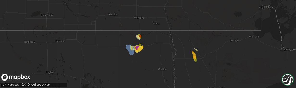 Hail map in Cavalier, ND on July 22, 2024