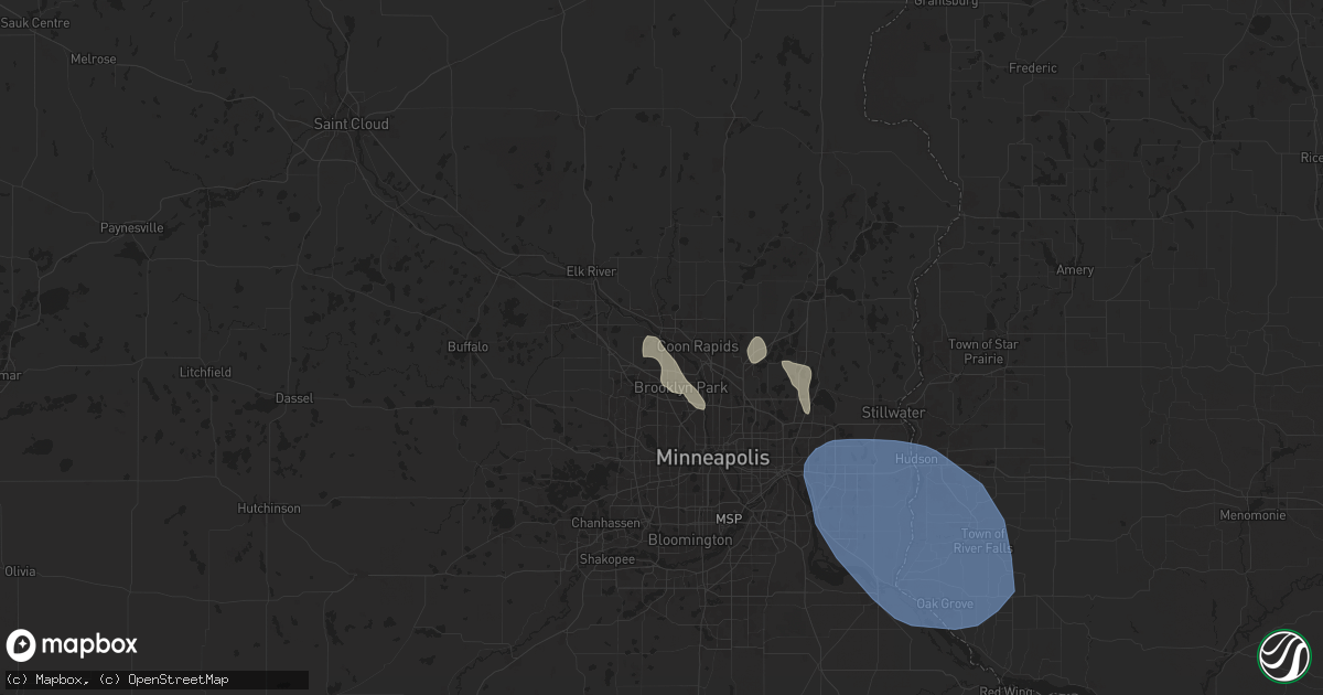 Hail map in Champlin, MN on July 22, 2024