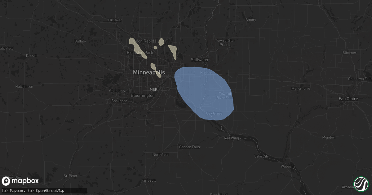 Hail map in Cottage Grove, MN on July 22, 2024