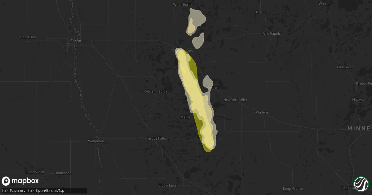 Hail map in Dent, MN on July 22, 2024
