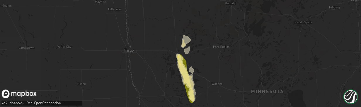 Hail map in Detroit Lakes, MN on July 22, 2024