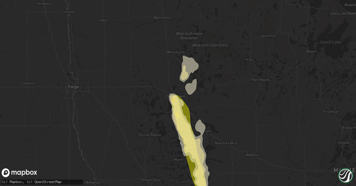 Hail map in Detroit Lakes, MN on July 22, 2024