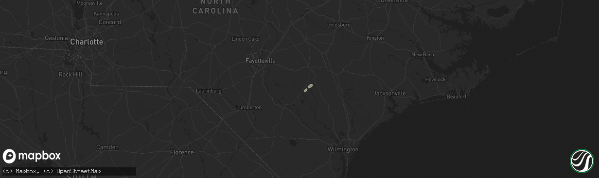 Hail map in Garland, NC on July 22, 2024