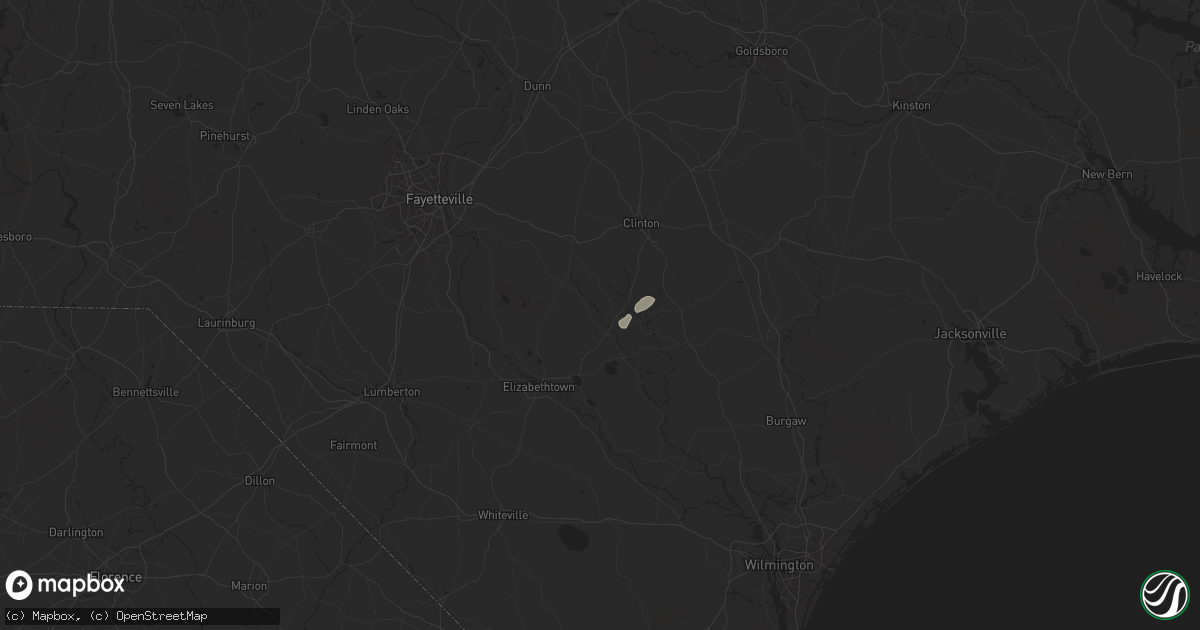 Hail map in Garland, NC on July 22, 2024