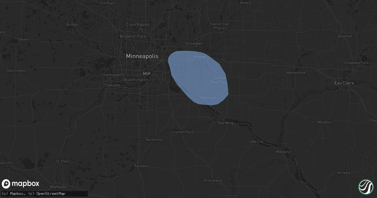 Hail map in Hastings, MN on July 22, 2024