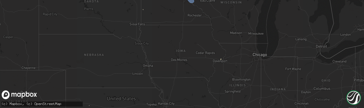 Hail map in Iowa on July 22, 2024