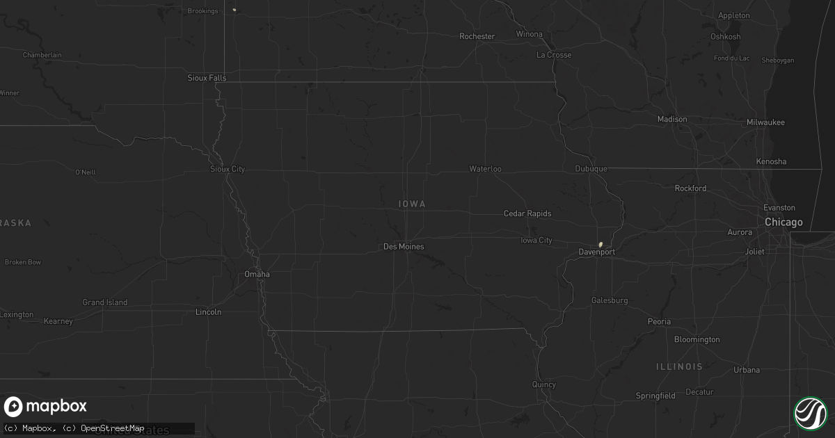 Hail map in Iowa on July 22, 2024