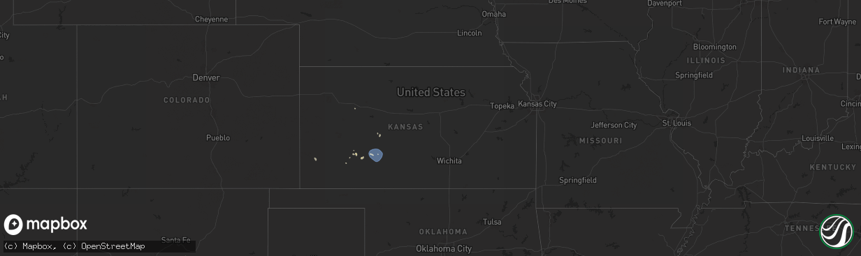 Hail map in Kansas on July 22, 2024