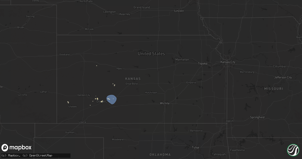 Hail map in Kansas on July 22, 2024