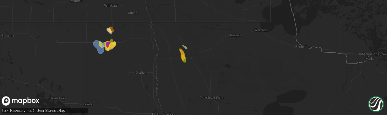 Hail map in Karlstad, MN on July 22, 2024