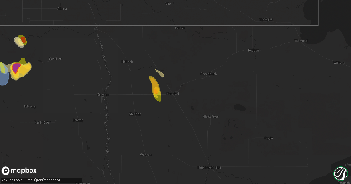 Hail map in Karlstad, MN on July 22, 2024