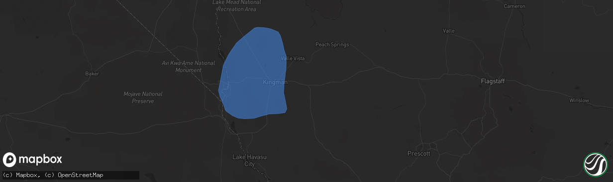 Hail map in Kingman, AZ on July 22, 2024