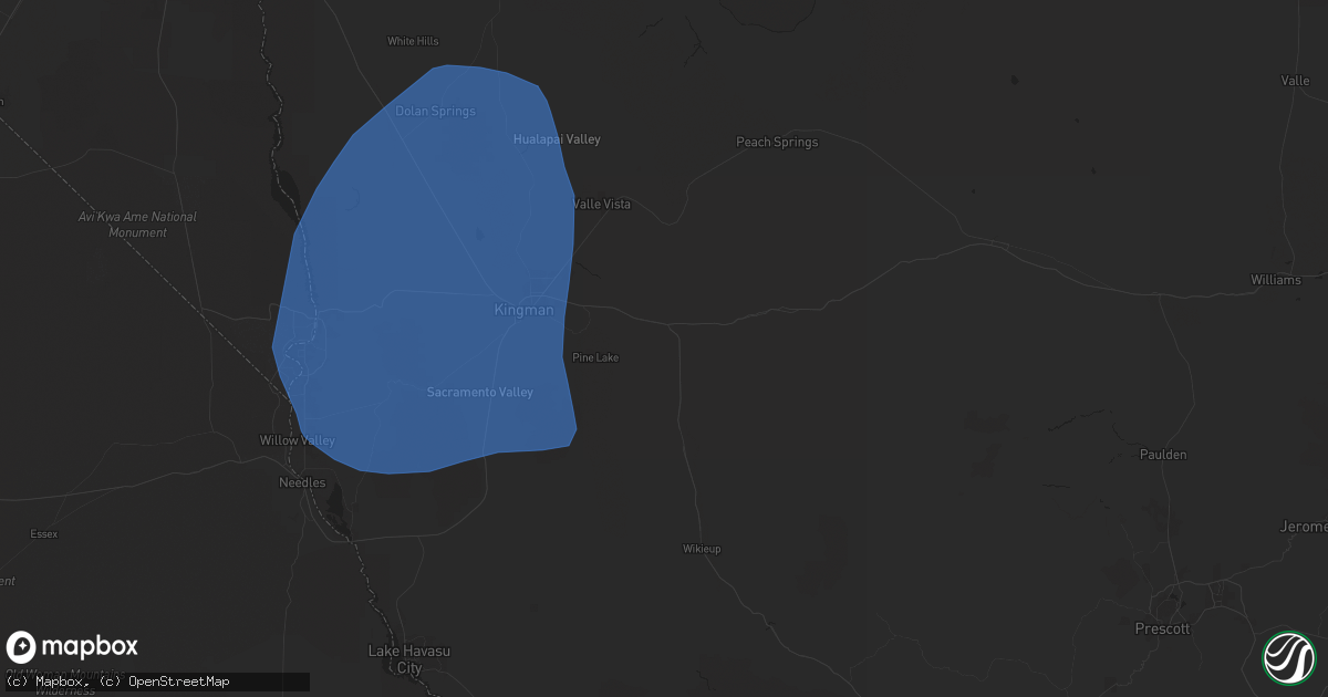 Hail map in Kingman, AZ on July 22, 2024