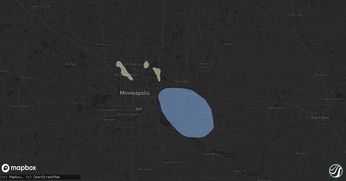 Hail map in Lake Elmo, MN on July 22, 2024