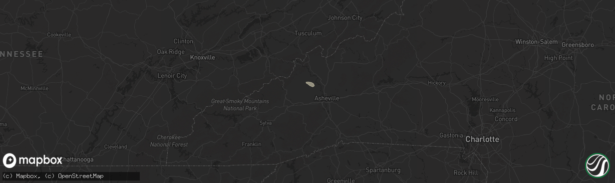 Hail map in Leicester, NC on July 22, 2024