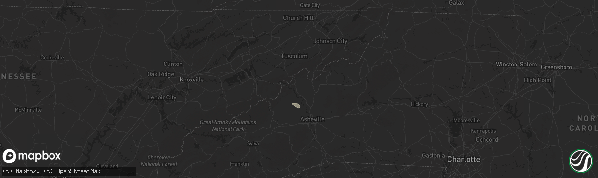 Hail map in Marshall, NC on July 22, 2024