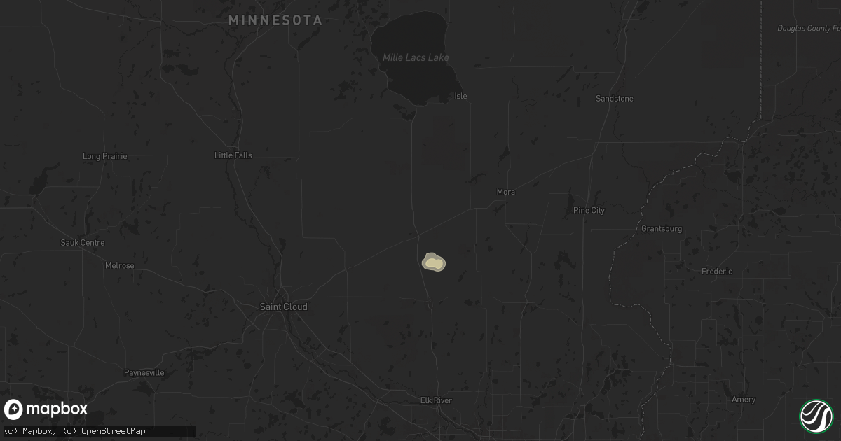 Hail map in Milaca, MN on July 22, 2024