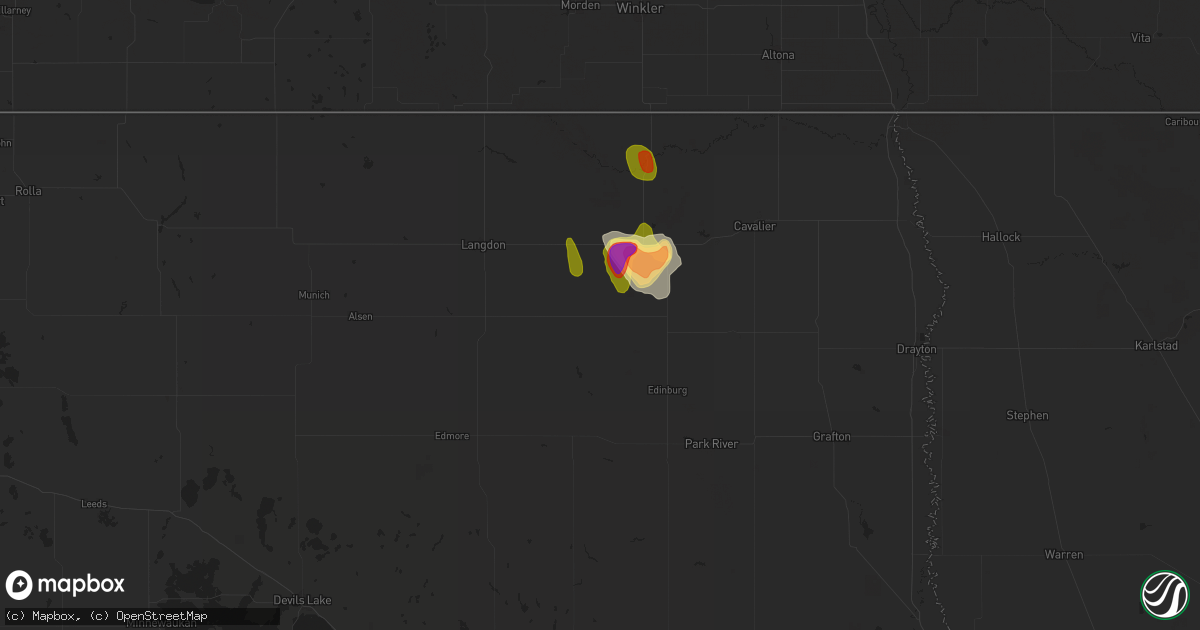 Hail map in Milton, ND on July 22, 2024