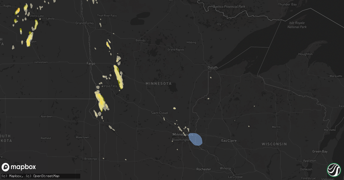 Hail map in Minnesota on July 22, 2024