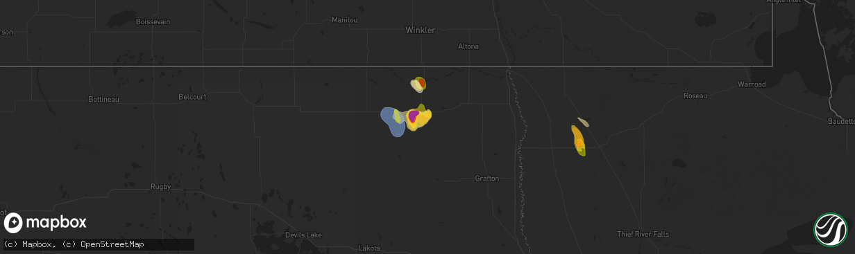 Hail map in Mountain, ND on July 22, 2024