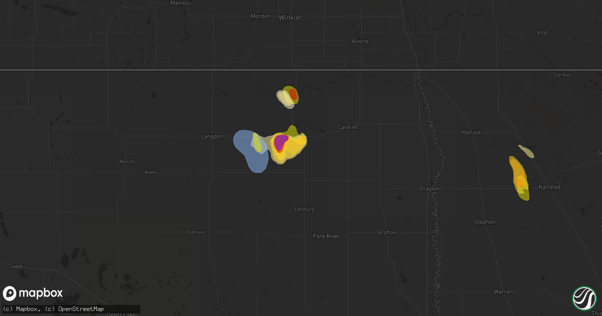 Hail map in Mountain, ND on July 22, 2024