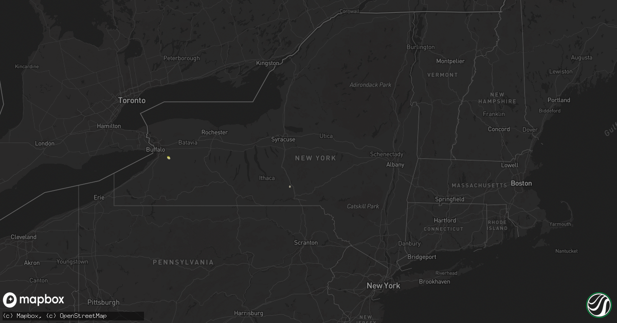 Hail map in New York on July 22, 2024