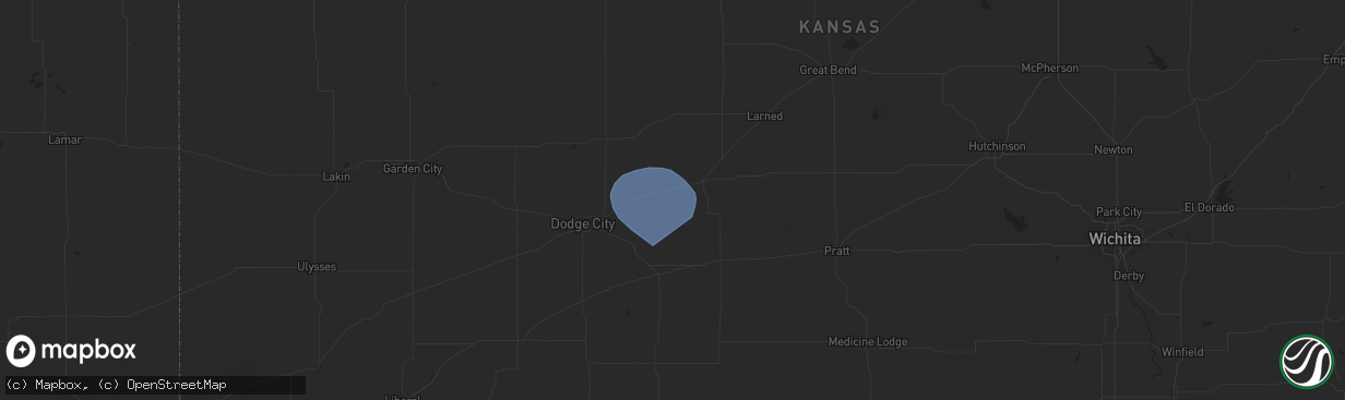 Hail map in Offerle, KS on July 22, 2024