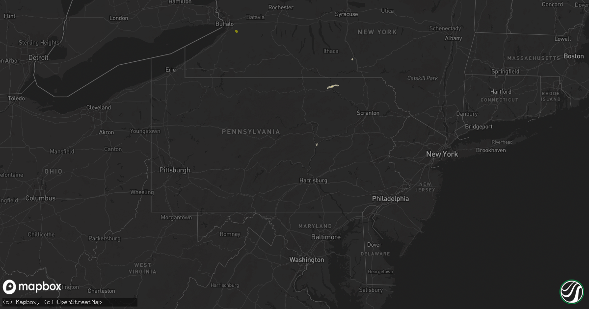 Hail map in Pennsylvania on July 22, 2024
